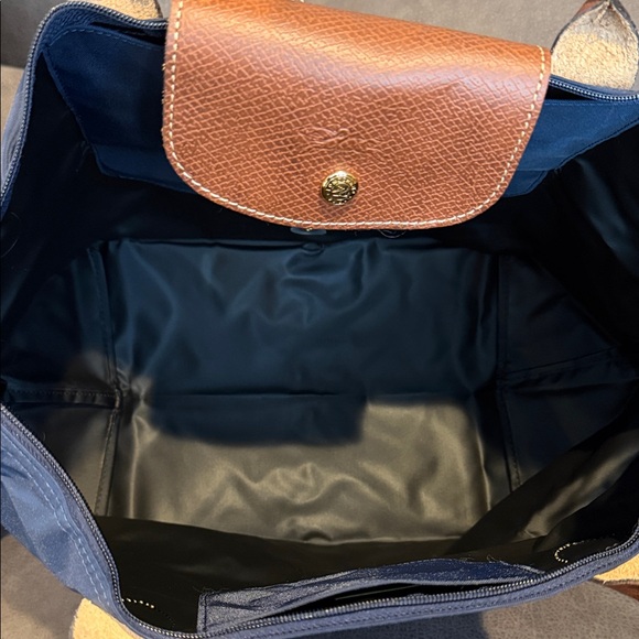 Longchamp Blue Tote with Brown Handles - Picture 5 of 10